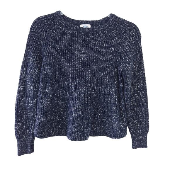 Old Navy Girls Sweater Large 10-12 Black, Gold Metallic Threads Holiday Sweater - Picture 1 of 5